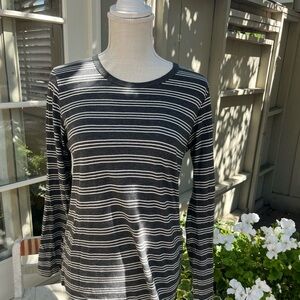 Marine Layer Charcoal and White Striped Long Sleeve Tee
